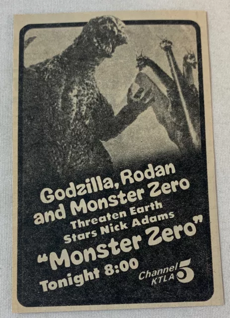 1976 small KTLA tv ad ~ horror movie GODZILLA, RODAN AND MONSTER ZERO