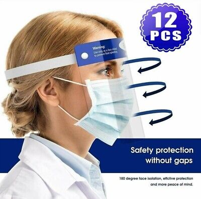 12 PCS Safety Full Face Shield Reusable Protection Cover Face Eye Cashier Helmet