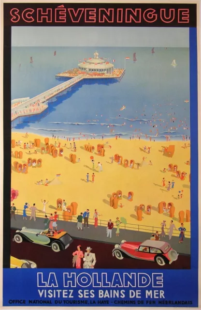 AFFICHE ANCIENNE E. GALLAND SCHEVENINGUE HOLLANDE circa 1925-30