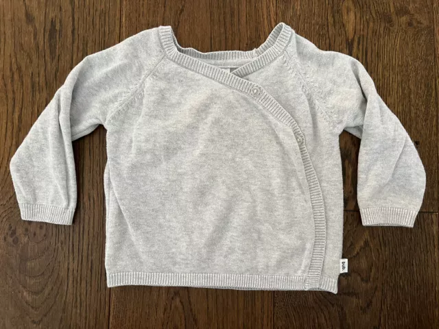 Target organic cotton size 0 grey cardigan wrap top jumper 6-12 months unisex