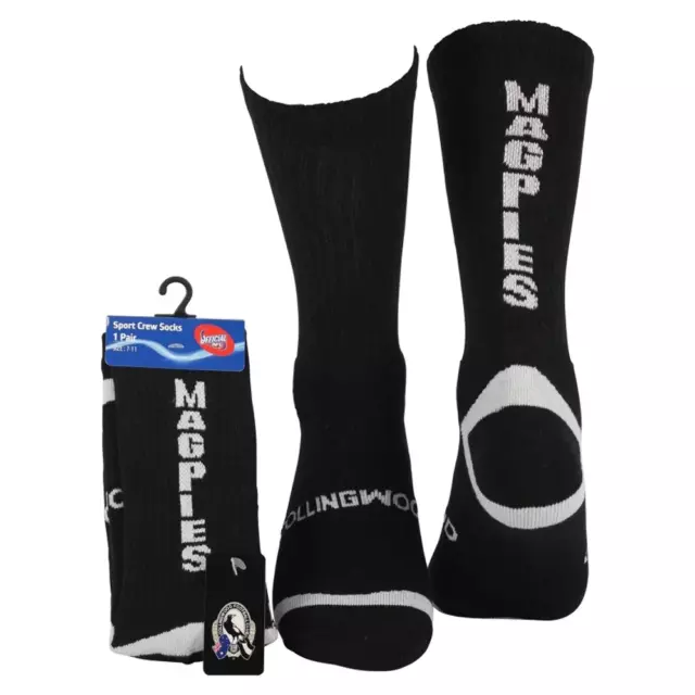 Collingwood Magpies Official AFL Youth & Adult Crew Socks Cotton/Nylon/Elastane