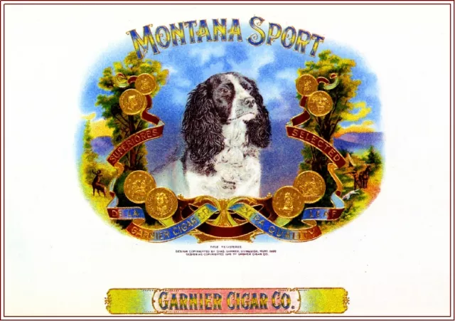 Montana Sport English Springer Spaniel Dog Vintage Cigar Box Crate Label Print