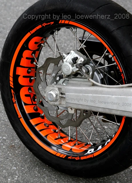 Produktbild von Felgenaufkleber-Set Supermoto Für KTM – SMC-R 690, LC4, EXC, SMR Modelle, Mehrfarbig