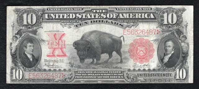 Fr. 122 1901 $10 Ten Dollars “Bison” Legal Tender United States Note Very Fine
