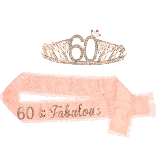 Birthday Sash and Tiara for Women Rose Gold Decorative Headwear Number