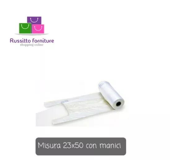 4 Rotoli Buste Di Plastica 23X50 Sacchetti A Rotolo Per Spesa, Negozio, Rifiuti