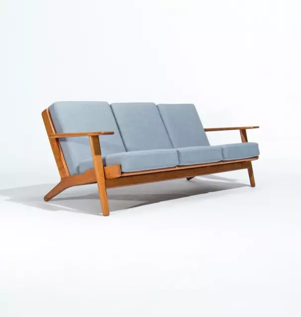 Hans Wegner Sofa Mid Century  Danish Vintage Furniture Grey Wool Settee Couch