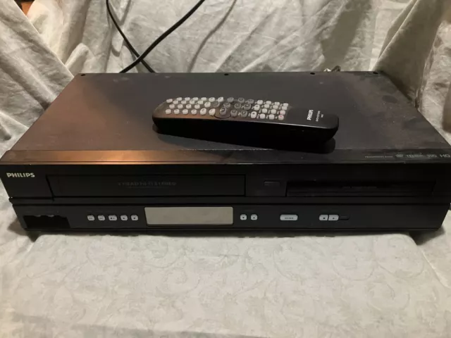 Philips DVD VCR Combo Player 4-Head Hi-Fi VHS Recorder w/ Remote/cables TESTED