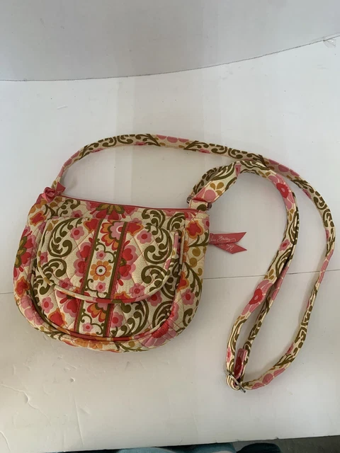 Vera Bradley Crossbody Shoulder Hipster Bag Folkloric Pink Green Orange Floral
