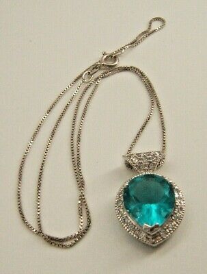 Beautiful Sterling Silver & Apatite Pendant & Chain With Crystals