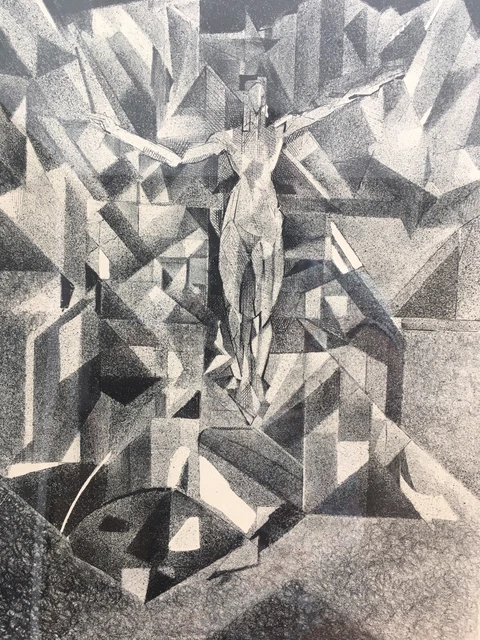 Très Belle Gravure De Jacques Villon Cubiste Abstrait signé Frere De Duchamps