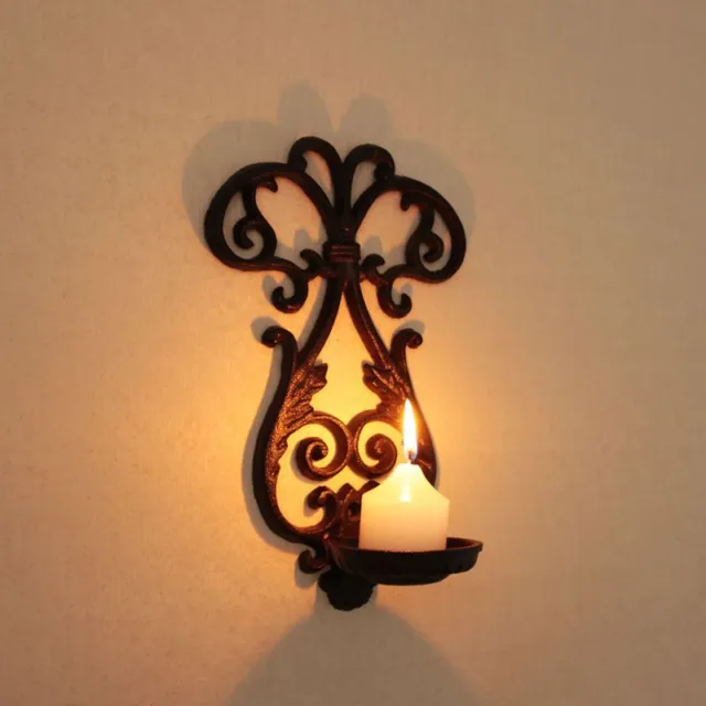 Cast Iron Wall Mounted Tealight Candlestick Classic Candle Holder Home Decor