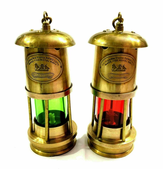 Lampe, Laterne, Öl, Messing, Schiff, nautisch, antik, Boot, 2er-Set,...