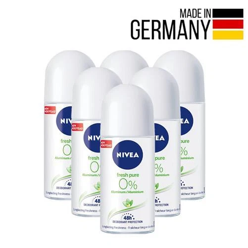 Nivea women Frais Pure Déodorant Roll-On Aluminium Gratuit Propre Scent Lot De 6