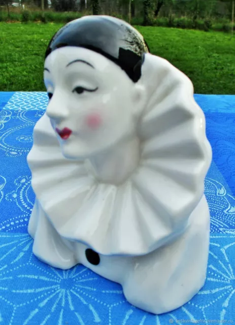 Figurine antique buste en porcelaine Pierrot Art Déco France Antique figurine bu