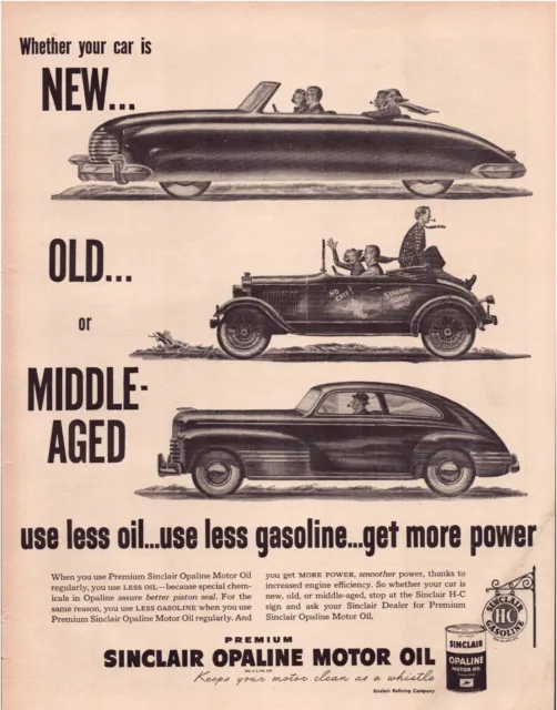 Print Ad Sinclair Motor Oil 1948 Future Past Cars Full Page Magazine 10.5"x13.5"