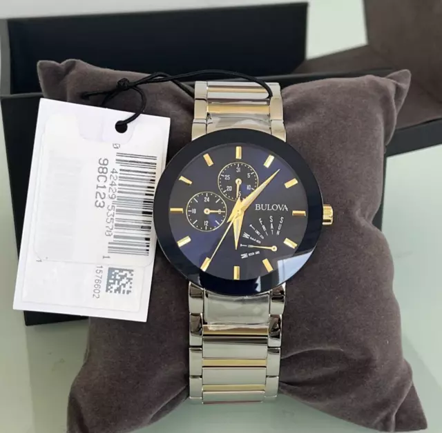 BULOVA Modern Blue Dial Two Tone Stainless Steel Men's Watch - 98C123 MSRP: $425