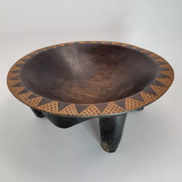 Hand Carved Kava Ceremonial Bowl Wood BoHo World Decor Rustic Pacific Island