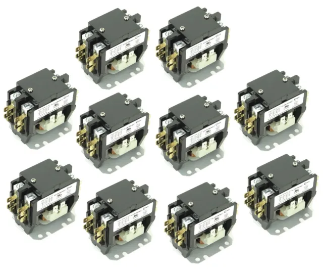 (10) AIR CONDITIONING Definite Purpose Contactor 2P  FLA 40A RES-50A 24V Coil