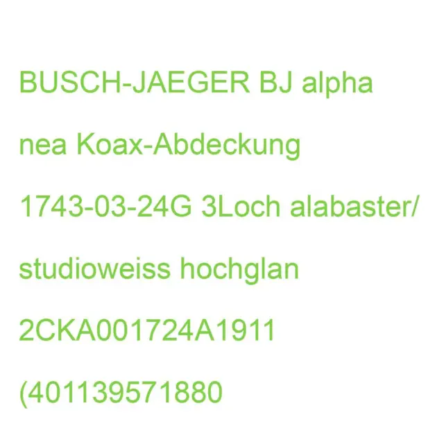 BJ alpha nea Koax-Abdeckung 1743-03-24G 3Loch alabaster/ studioweiss hochglan 2C