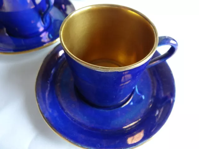 Carlton Ware 5 coffee cups & saucers  "Royale blue"  early backstamp c. 1938-45 3