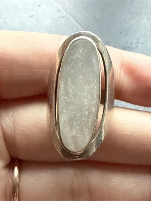 Bague Argent Ancienne Style Tank Avec Nacre - Modèle T51 - Argent Massif