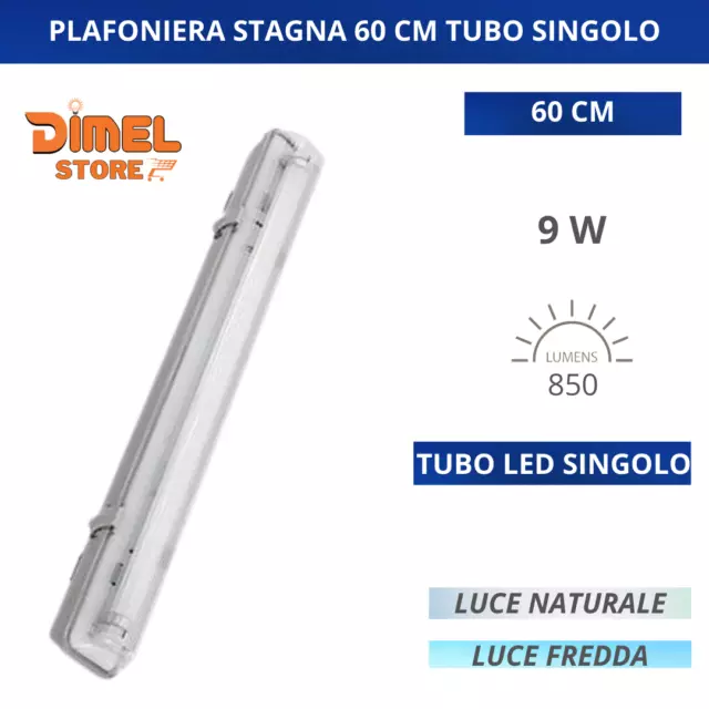 PLAFONIERA STAGNA completa DI NEON LED TUBO T8 60-120-150 CM 220V SOFFITTO IP65 2