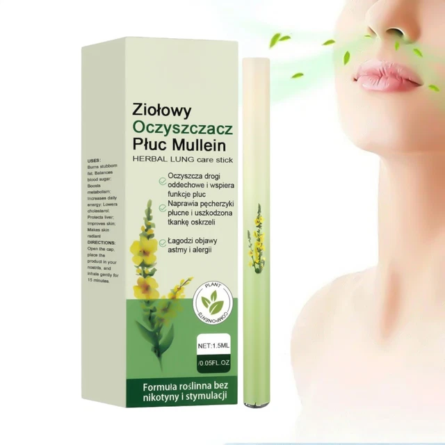Longenreiniging, 3 stuks Herbal Purifier, Mullein kruidenlongreiniger, natuurlijke inhalatorstick voor ademhalingsgemak, geüpgradede Herbals diffuserpen, botanische luchtwegondersteuning pen, zachte
