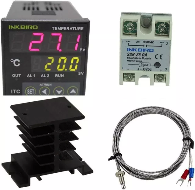 Inkbird Temperature Controller PID ITC-100VH K-Type Thermocouple SSR Heat Sink