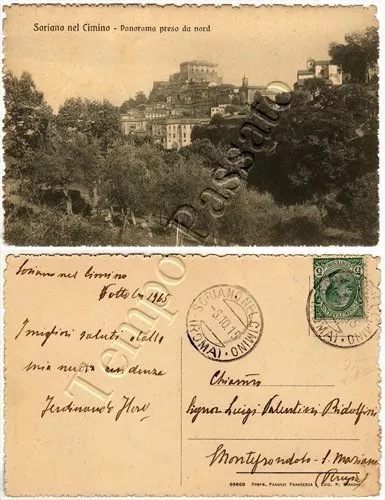 Cartolina di Soriano nel Cimino, panorama - Viterbo, 1915