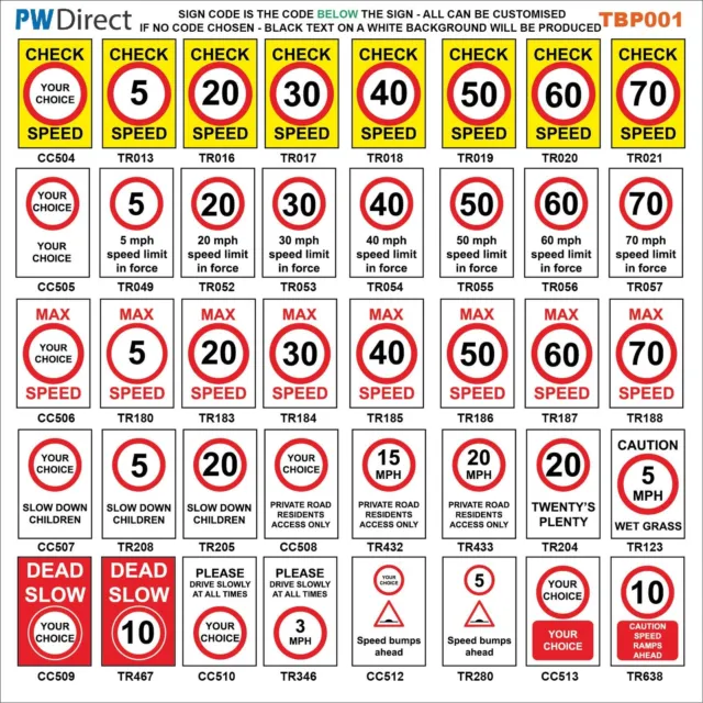 Sign Speed Slow Road Traffic Bumps Humps Private Tbp001 Motorist Driver Vehicle