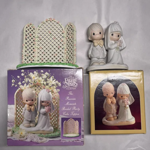 Precious Moments - Vintage -1979 Bride & Groom + Wedding Cake Topper Figurines