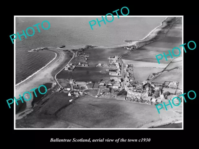 OLD LARGE HISTORIC PHOTO OF BALLANTRAE SCOTLAND AERIAL VIEW OF THE TOWN c1930 1