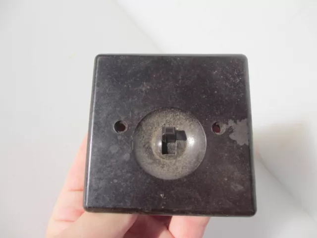 Vintage Bakelite Light Switch Square Plate Art Deco Antique Brown Old "ROLLS"