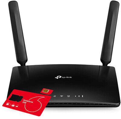 TP Link MR6400 4G Cat4 LTE Router with Unlimited Max Vodafone Data SIM Bundle