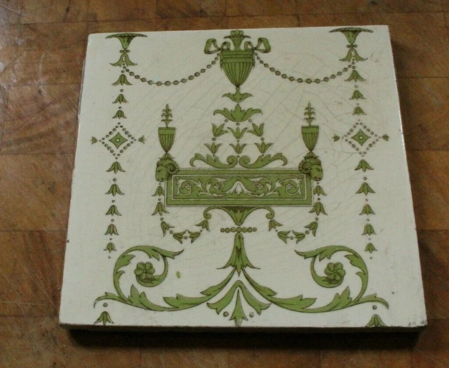 ANTIQUE MINTON EDWARDIAN CLASSICALLY INSPIRED design TILE £30.00 ...