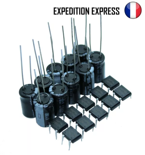 Kit 5-10 Condensateurs 1000μF + Ponts de Diodes DB-104 pour Eclairage Wagons HO