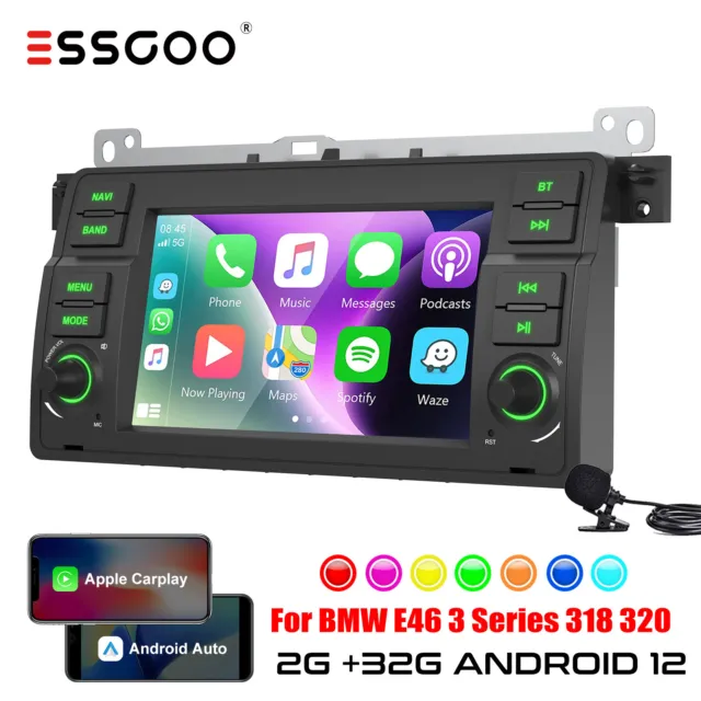 Android 12 Apple Carplay Autoradio GPS RDS WiFi Für BMW 3er E46 M3 Rover 75 MGZT