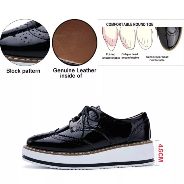 Women Gold Flats Brogue Leather Bullock Footwear Female Oxford Shoes Lady 2