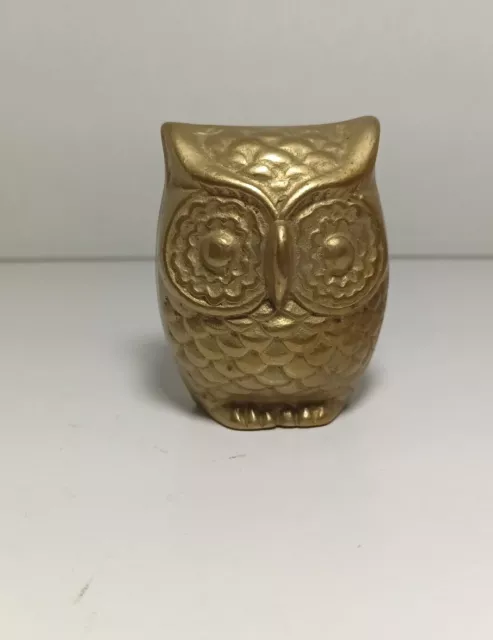Vintage Brass Owl Figurine Paperweight Mid-Century Modern