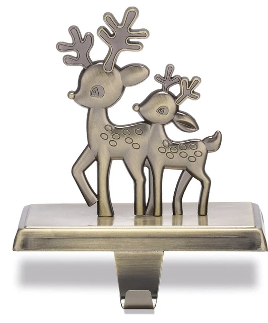 Alyphyly Double Reindeer Christmas Stocking Holder Perfect For Hanging Stockings
