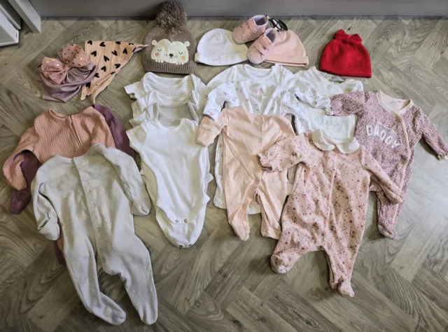 Baby Girl Branded Bundle Job Lot Sleepsuits Vests Cardigan Etc Newborn 1 month