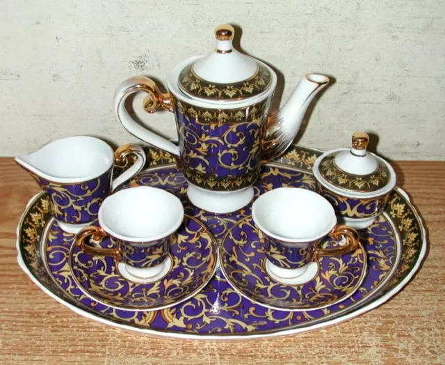 Vintage 8-Piece Asian Style Miniature Decorative Porcelain Tea Set