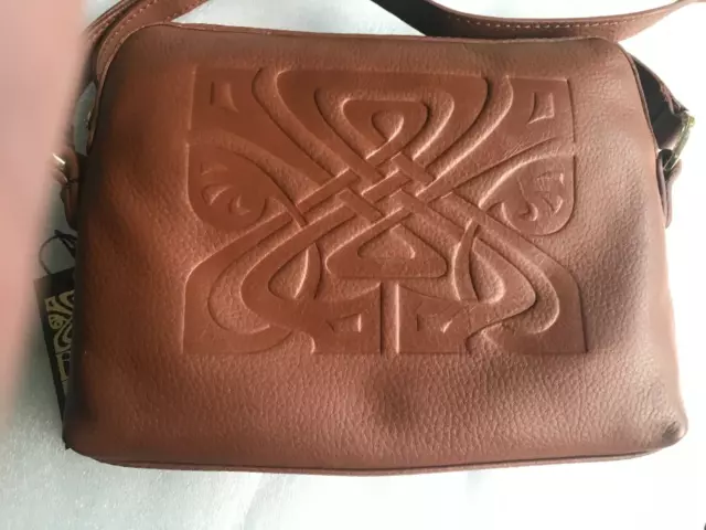 NEW BIBA LOGO Embossed Tan Brown Leather Jasmine Cross Body Shoulder Bag 89.99 PicClick UK
