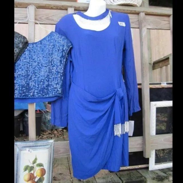 Breakin' Loose 5/6 Royal Blue Costume Dress White Beads Neck Please See Pics!