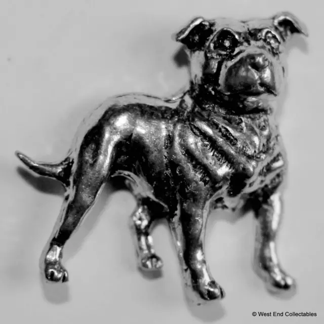 Staffie Staffordshire Bull Terrier Silver Pewter Brooch Gift Box UK Made Present 2