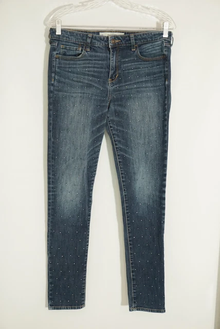 Abercrombie & Fitch Embellished Skinny Jeans Distressed Bling Sequin Jewels 10