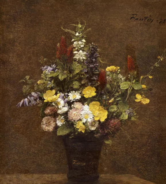 Henri Fantin-Latour "Wild Flowers" french impressionist table Green Artwork