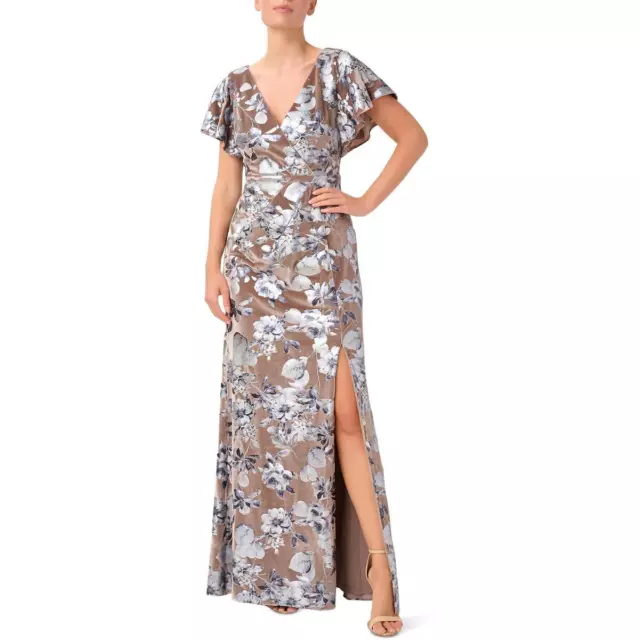Adrianna Papell Womens Velvet Floral Formal Evening Dress Gown BHFO 2779