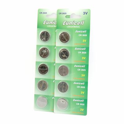 Eunicell 10 X Eunicell CR2025 3V Lithium Boutons Montre à Distance Batterie Cellule Long 
